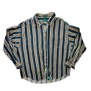 Baxter Brand Natural Clothing Co Striped Denim Button Down Shirt Size XL